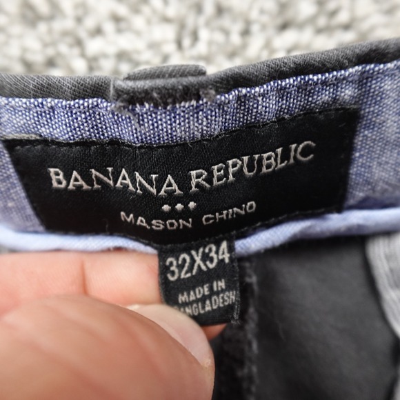 Banana Republic Pants Mens 32X34 Gray Mason Chino Trouser Straight Stretch Flex - Picture 7 of 13